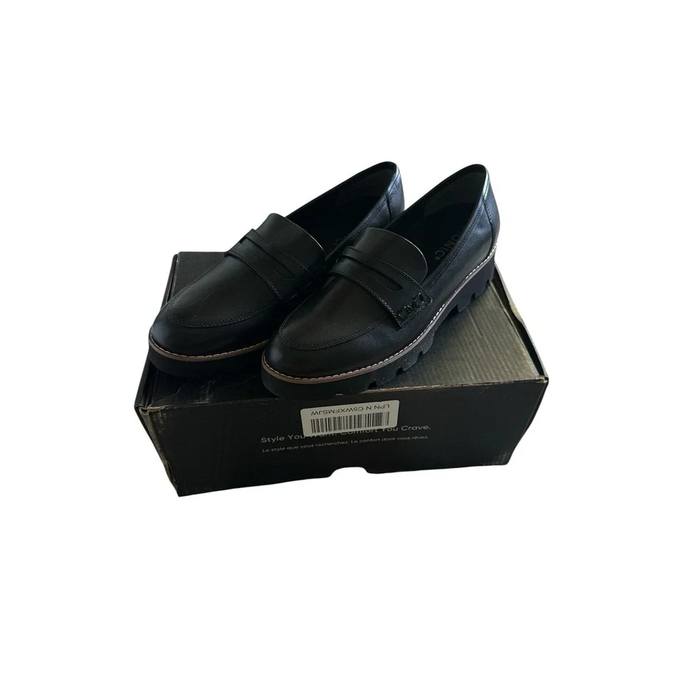 Vionic Cheryl II Loafer Womens 6.5 Black Leather Slip On Shoes Arch Support